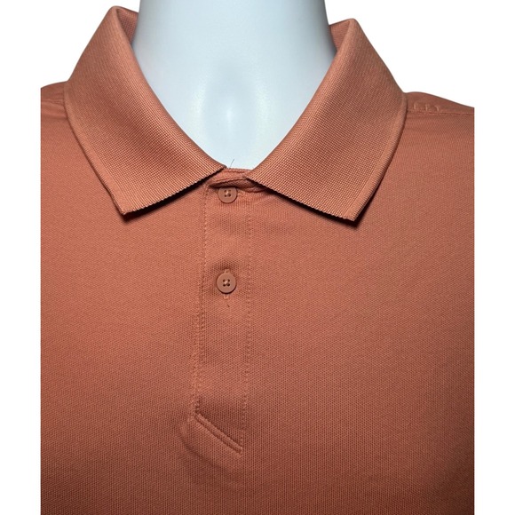 Lululemon Evolution Polo Shirt Mens Medium Orange Pima Cotton Blend Short Sleeve - Picture 5 of 9